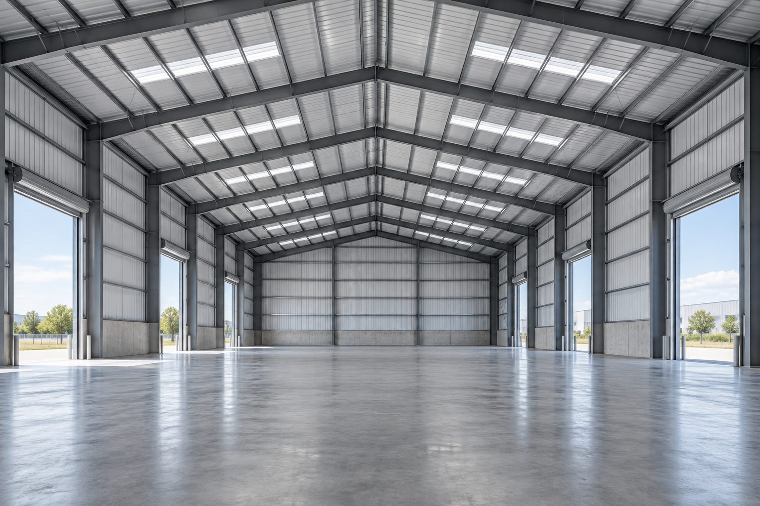 Interior de nave de acero (imagen conceptual)
